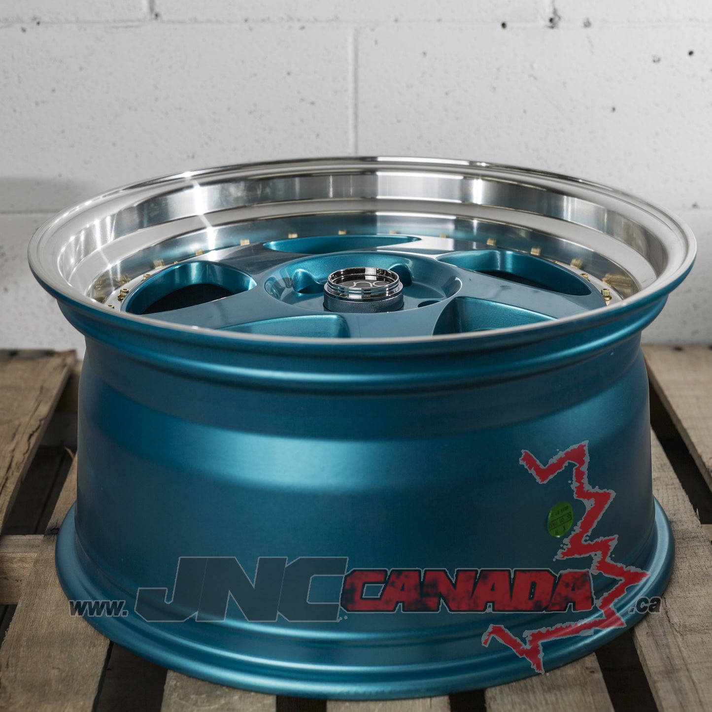 JNC 034 - Teal Blue w/ Machine Lip & Gold Rivets