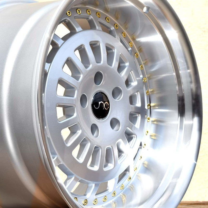 JNC 046 - Silver Machined Lip w/ Gold Rivets