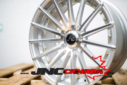 JNC 042 - Silver Machined Face Gold Rivets