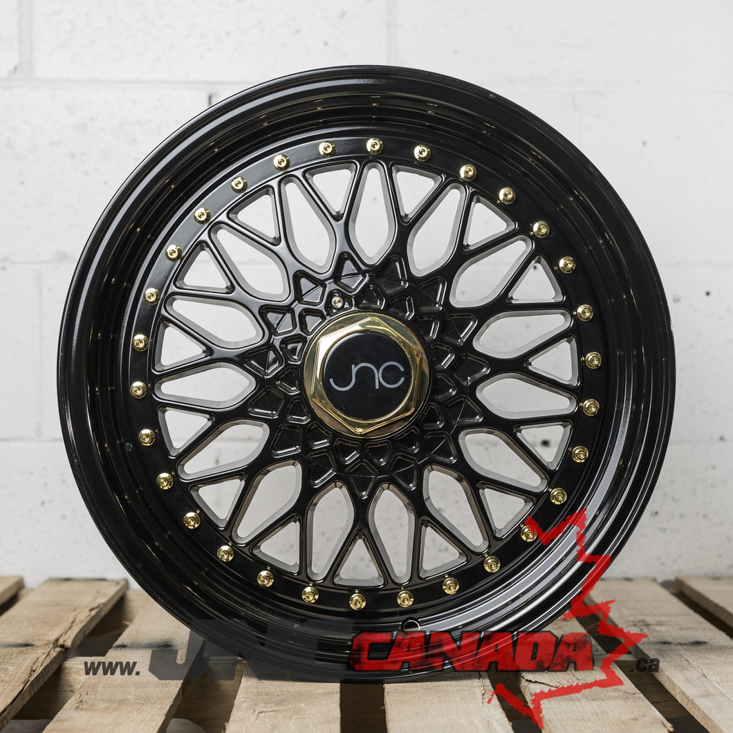 JNC 004 - Gloss Black w/ Gold Rivets