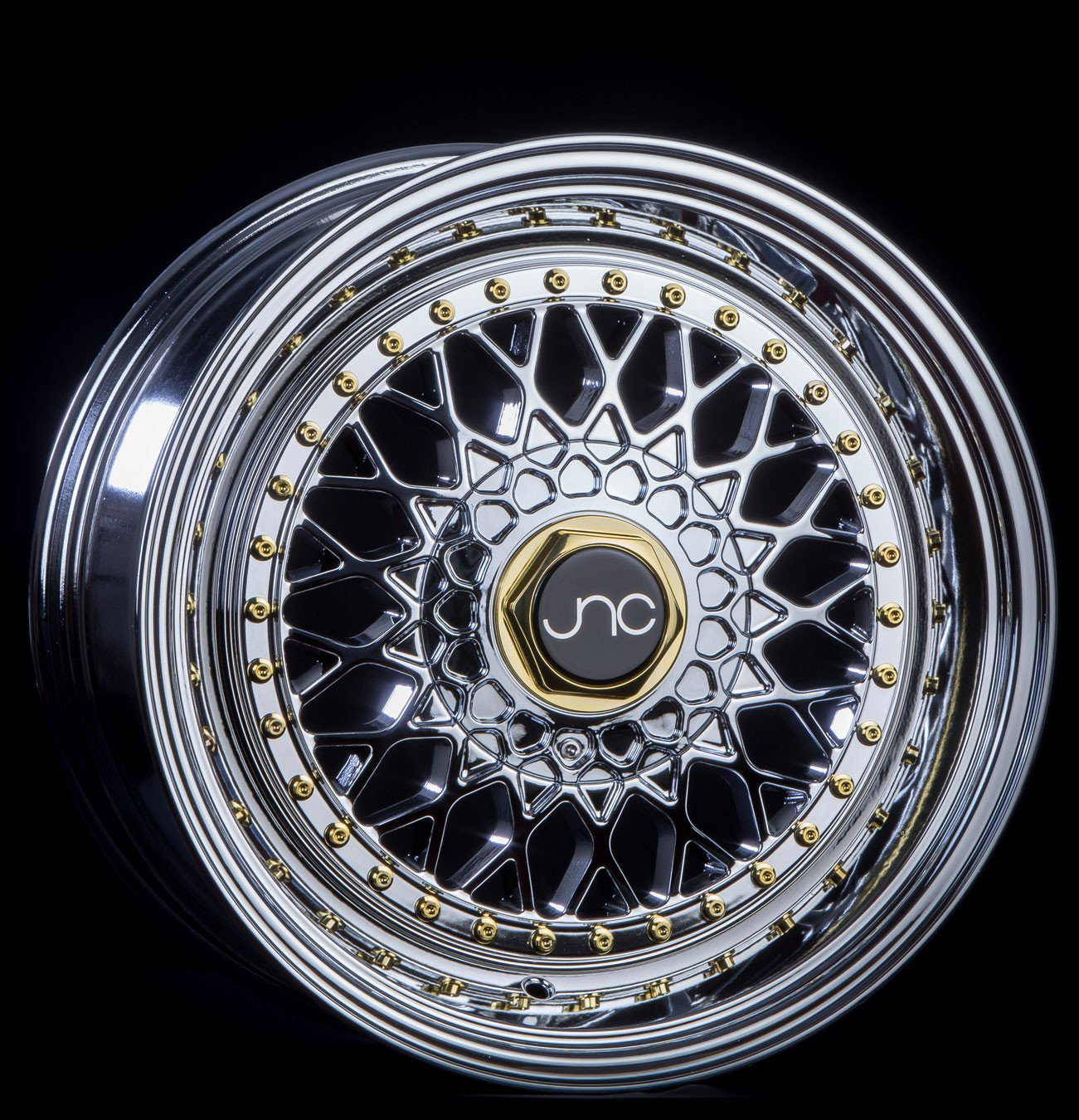 JNC 004S - Hyper Black w/ Gold Rivets