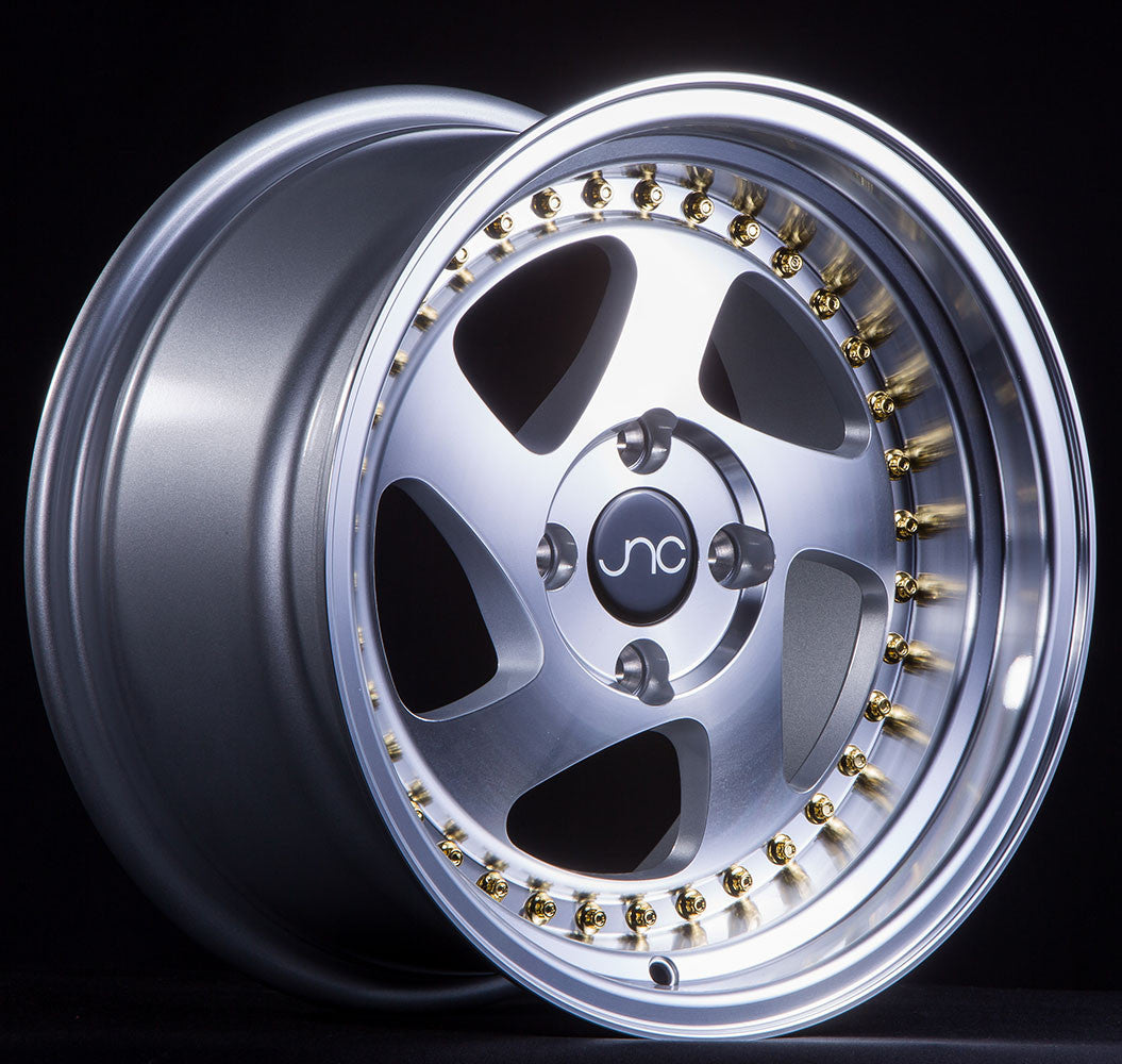 JNC 034 - Silver Machined & Gold Rivets
