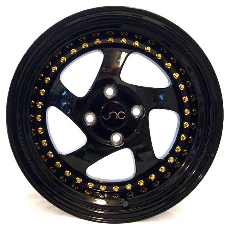 JNC 034 - Gloss Black & Gold Rivets