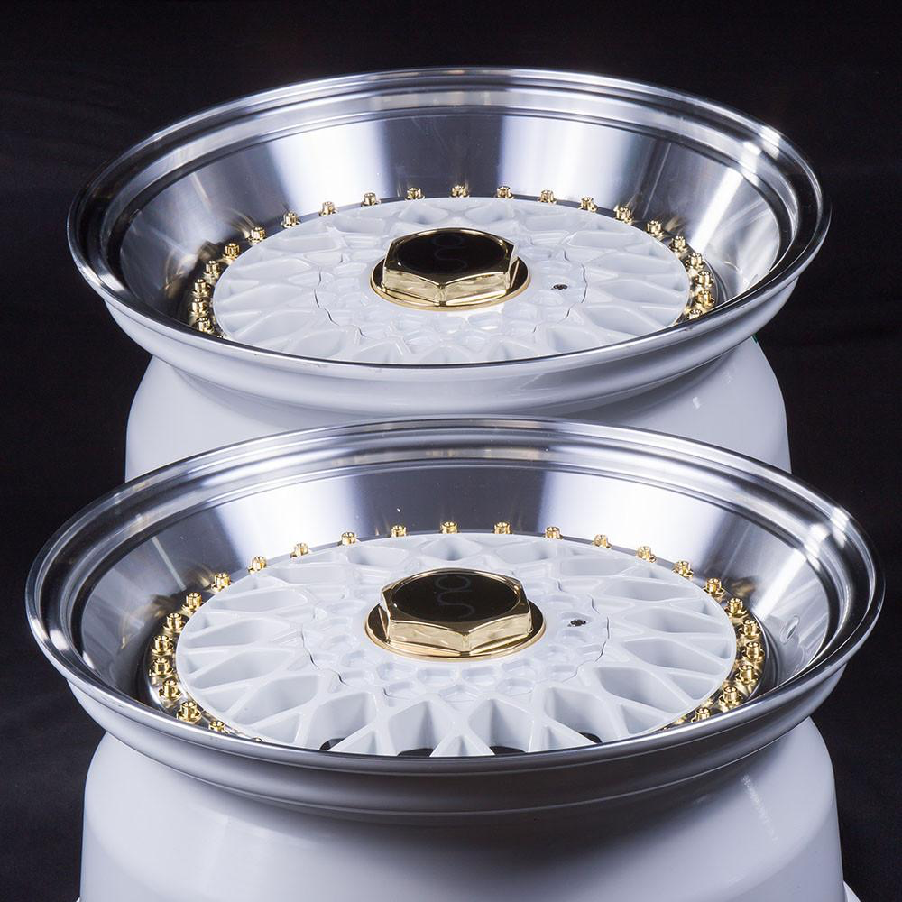 JNC 004S -  White w/ Machine Lip & Gold Rivets