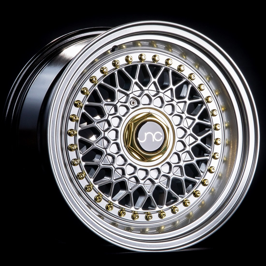 JNC 004S - Silver w/  Machined Lip & Gold Rivets