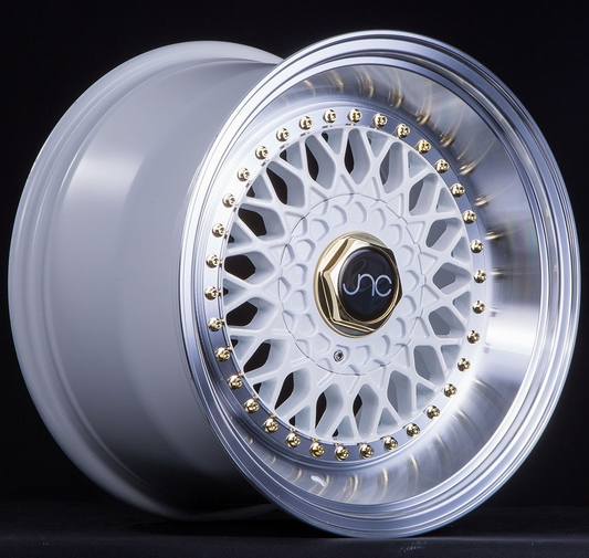 JNC 004S -  White w/ Machine Lip & Gold Rivets